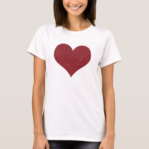 Stylish Red Faux Glitter Valentines Heart T_Shirt