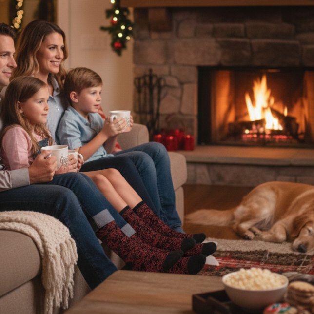 Stylish Red Floral Pattern on Black Socks (Creator Uploaded)