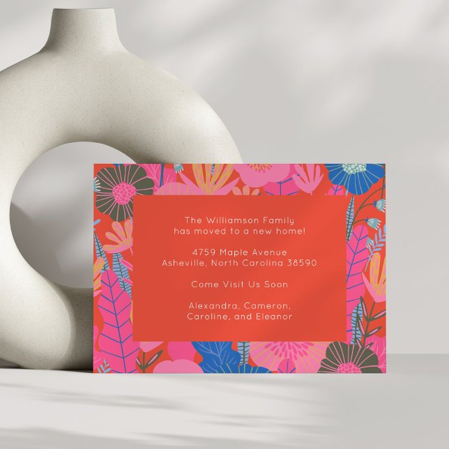 Stylish Red Floral We Moved New Home Moving  Announcement (Creator Uploaded)