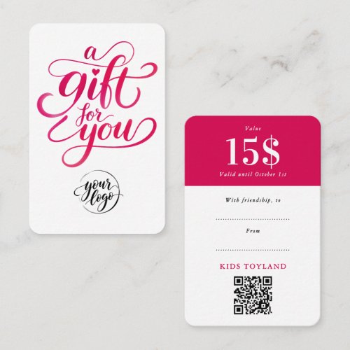 Stylish Red Gift Discount Voucher QR Code Script Card