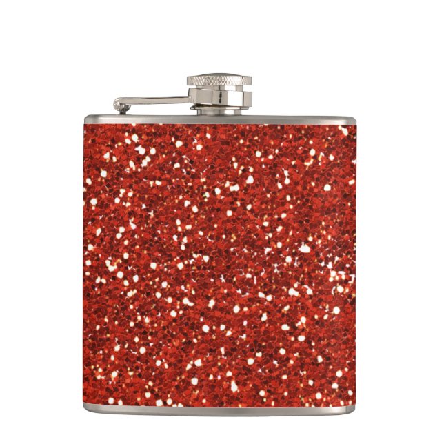 Stylish   Red Glitter Flask (Front)