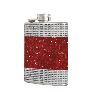 Stylish Red Glitter Liquor Vinyl Wrapped Flask