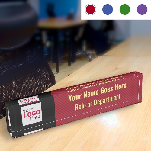 Stylish Red Gold and Black with your logo  photo Desk Name Plate