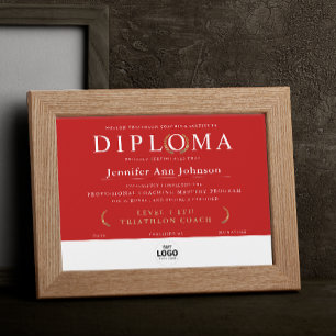 Stylish Red Gold Wreath Graduation Award Diploma