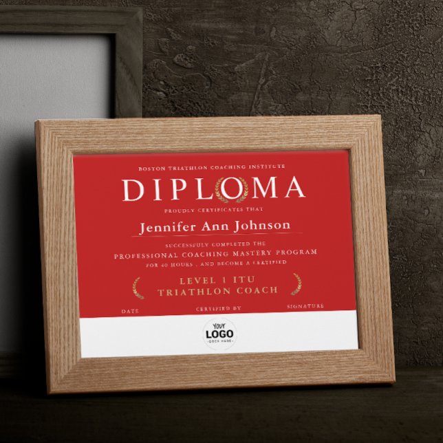 Stylish Red Gold Wreath Graduation Award Diploma (Creator Uploaded)