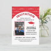 Stylish Red Graduate Photo Invitation (Standing Front)