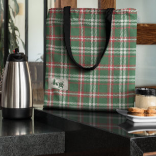 Stylish Red & Green Holiday Colors Plaid Shoulder Tote Bag