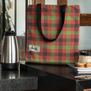Stylish Red & Green Holiday Colors Plaid Shoulder Tote Bag