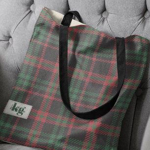 Stylish Red & Green Muted Holiday Colors Plaid Tote Bag