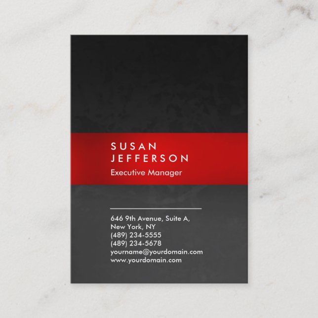Stylish red grey pattern professional unique business card (Front)