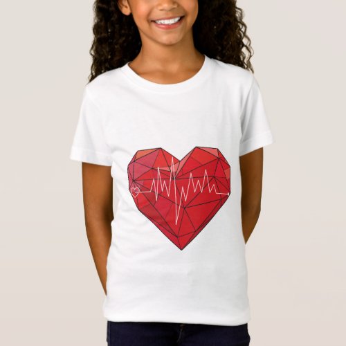 Stylish Red Heart Design T_Shirt