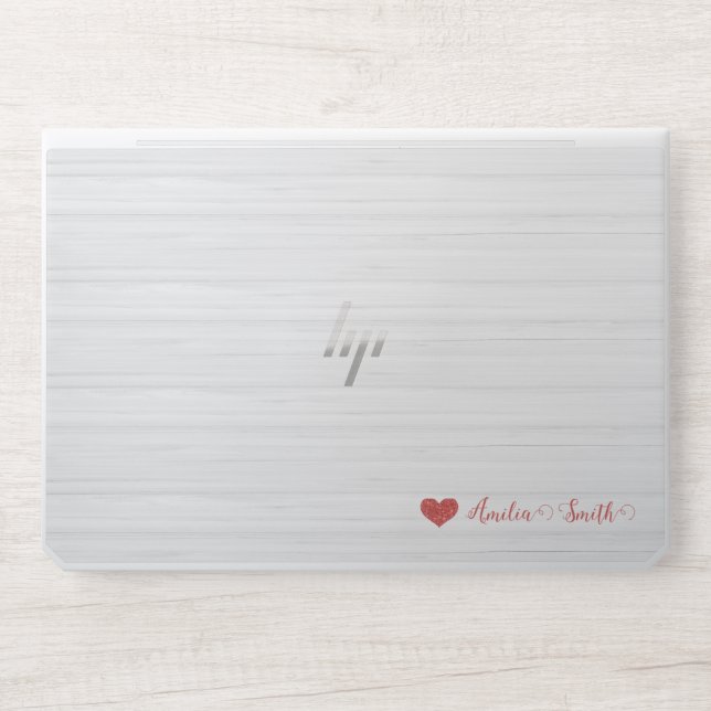 Stylish Red Heart Monogram  HP Laptop Skin (Front)