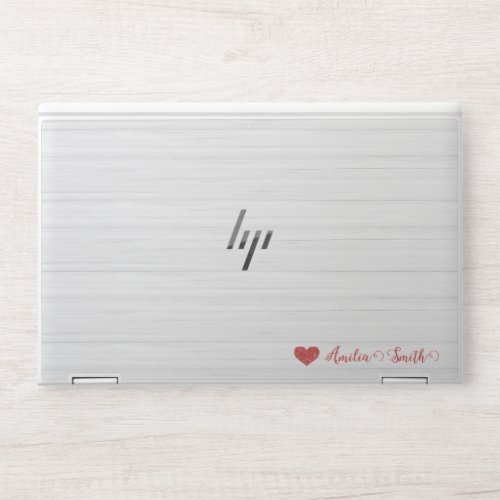 Stylish Red Heart Monogram  HP Laptop Skin