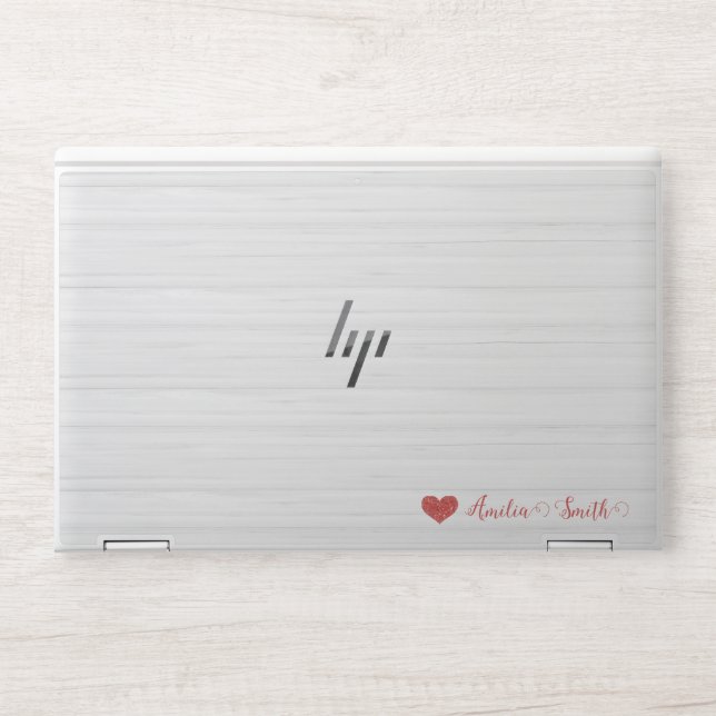 Stylish Red Heart Monogram  HP Laptop Skin (Front)