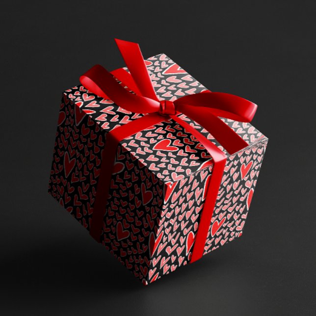 Stylish Red Hearts Pattern valentines day Wrapping Paper (Creator Uploaded)