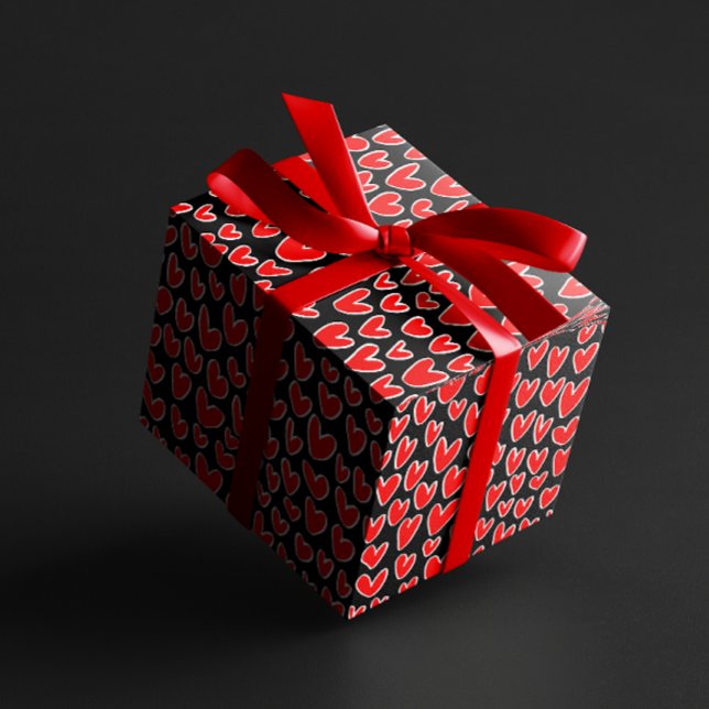 Stylish Red Hearts Pattern valentines day Wrapping Paper (Creator Uploaded)