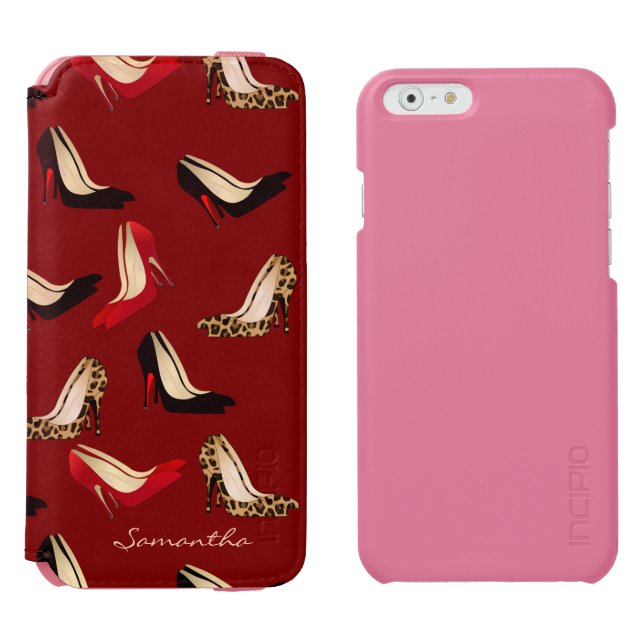 Stylish Red & Jaguar Print iPhone 6 Wallet Case (Side by Side)