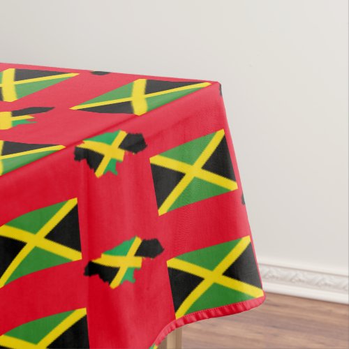 Stylish Red JAMAICAN MAP  Jamaica Flag Tablecloth