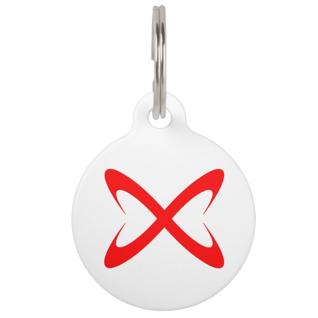 Stylish Red Letter X Monogram Pet ID Tag (Front)