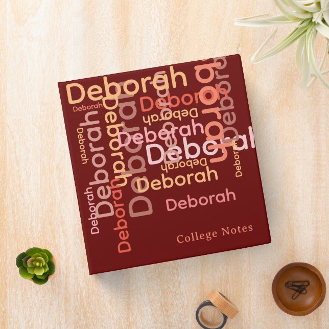 Stylish Red Modern Typography Notes 3 Ring Binder (In Situ)