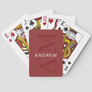 Stylish Red Monogram and Name Playing Card
