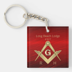 Stylish Red Monogrammed Masonic Keychain