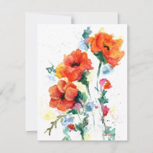 Stylish Red_Orange Poppy Trio Posing Note Card