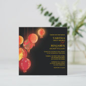Stylish Red Paper Lanterns Wedding Invitation (Standing Front)