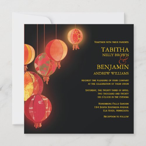 Red &amp; Black Asian Theme Modern Formal Wedding Custom Invite