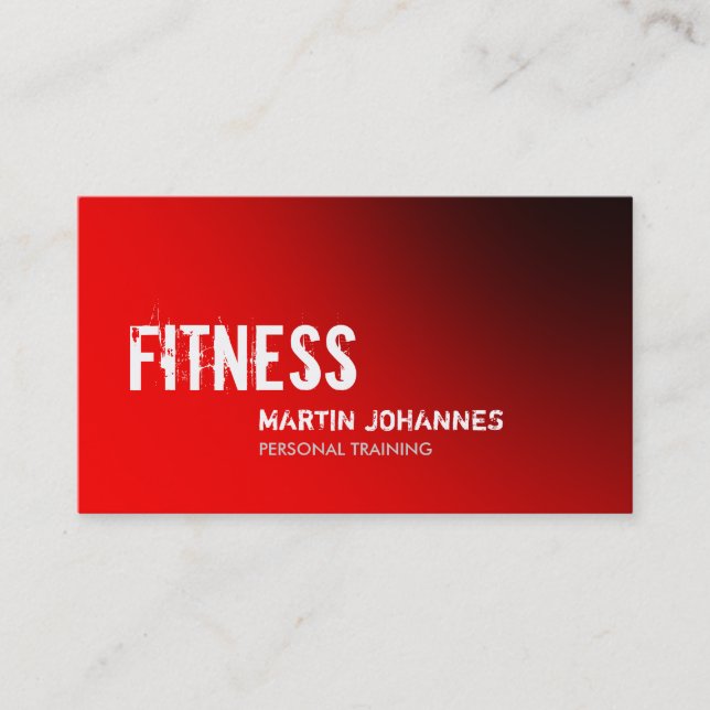Stylish Red Personal Trainer Business Card (Front)