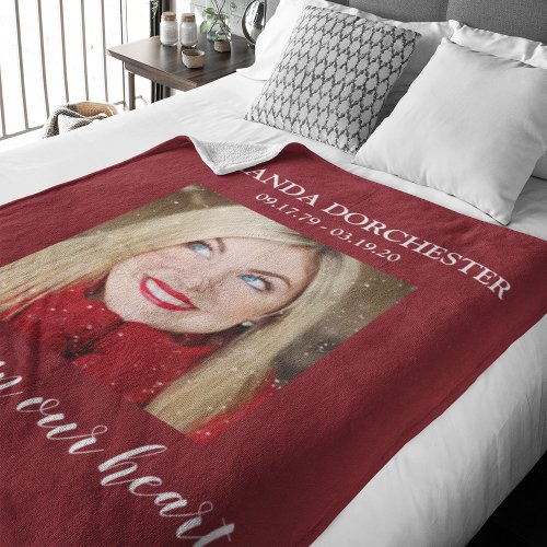 Stylish Red Photo Memorial Tribute Fleece Blanket