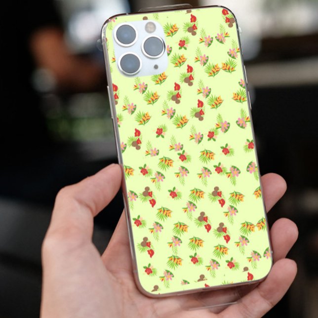 Stylish Red & pink exotic flower pattern on green Case-Mate iPhone Case (Creator Uploaded)