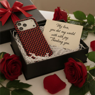 Stylish Red Polka Dots Pattern On Vintage Black iPhone 17 Pro Max Case