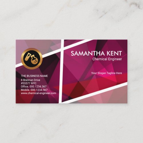 Stylish Red Polygon Crystals White Borders Chemist Business Card