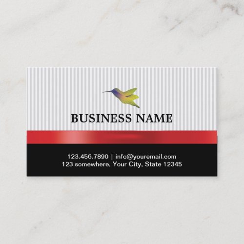 Stylish Red Ribbon Hummingbird Business Card