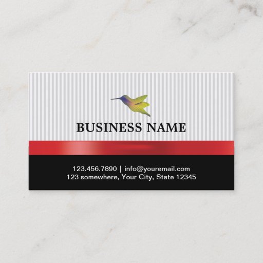 Customizable Stylish Red Ribbon Hummingbird Business Card