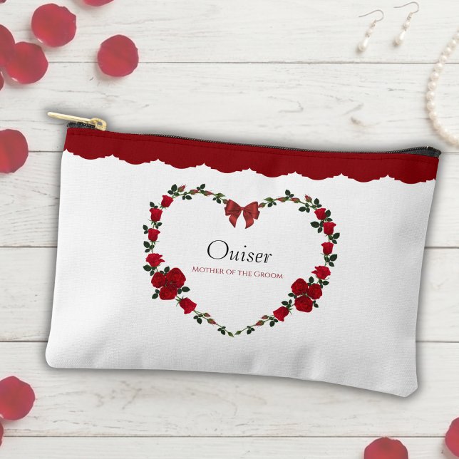 Stylish Red Roses Mother of Groom Cosmetic Bag (Sophisticated and practical, this floral pouch is a lovely thank-you for the Mother of the Groom.)