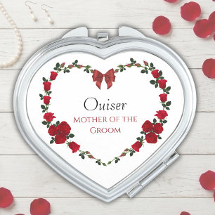 Stylish Red Roses Mother of Groom Wedding Gift  Compact Mirror
