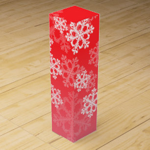 Stylish Red Snowflakes Modern Christmas pattern Wine Box