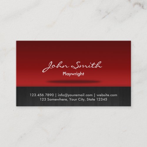 Stylish Red Stage Playwright Business Card