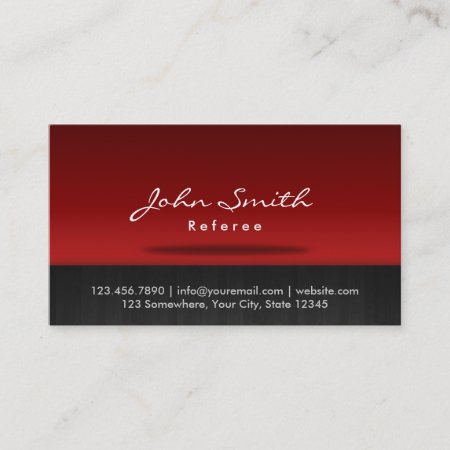 Stylish Red Stage Referee Business Card