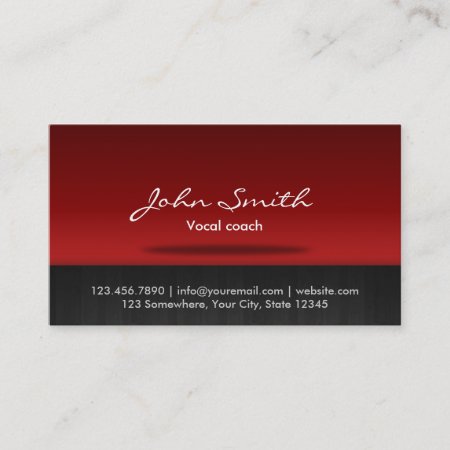 Stylish Red Stage Vocal Coach Business Card
