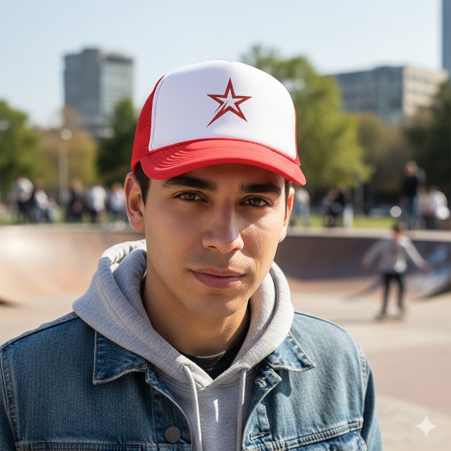 Stylish Red Star Mark Retro Style Trucker Hat (Stylish Red Star Mark Retro Style Trucker Hat)
