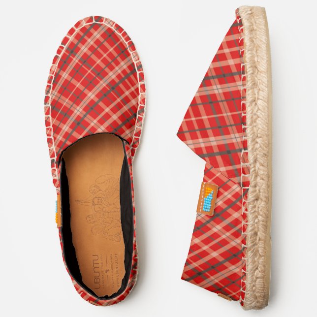 Stylish Red Tartan Pattern Espadrilles (Side)