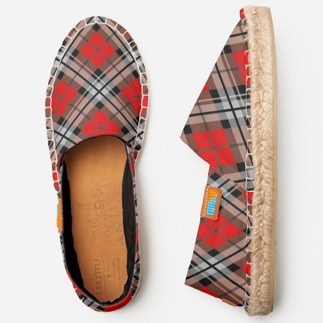 Stylish Red Tartan Pattern Espadrilles (Side)
