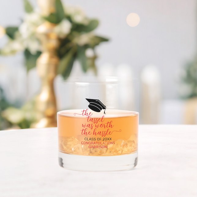 Stylish Red The Tassel Was Worth The Hassle Whiskey Glass (Insitu (Wedding))