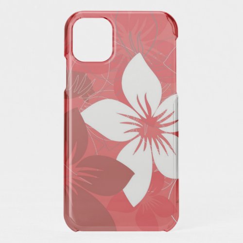 Stylish Red Tropical Flower Pattern Uncommon iPhon iPhone 11 Case