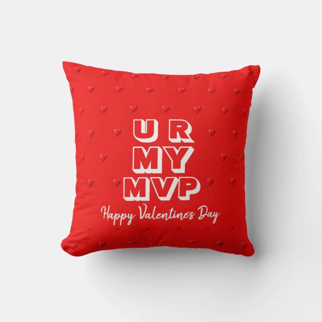 Stylish Red U R MY MVP Valentines Day  Throw Pillow (Front)