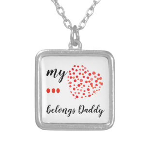 Stylish Red Watercolor Heart Script Cute Quotes Silver Plated Necklace