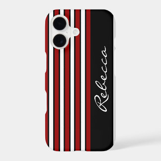 Stylish red white and black stripes iPhone 17 case